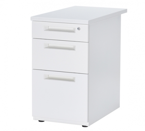 「新品」　3段脇机　完成品　ホワイト　カギ各2本付　PDTE047-3-W　　サイドデスク