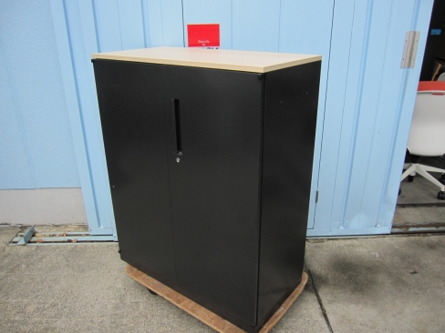 両開き書庫　天板付き　鍵あり　ブラック　900ｘ450ｘ1120　ウチダ製ＨＳ