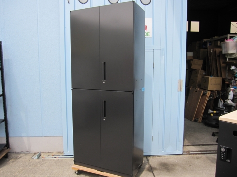 上下書庫セット　両開き/両開き　鍵あり　ブラック　ウチダ製HS　900ｘ450ｘ2150