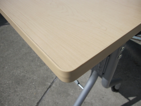 会議用テーブル　木目チーク　1800ｘ500ｘ700　スタックテーブル
