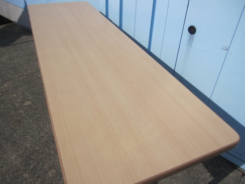 会議用テーブル　1500ｘ450ｘ700　木目チーク　スタックテーブル　ナイキ製