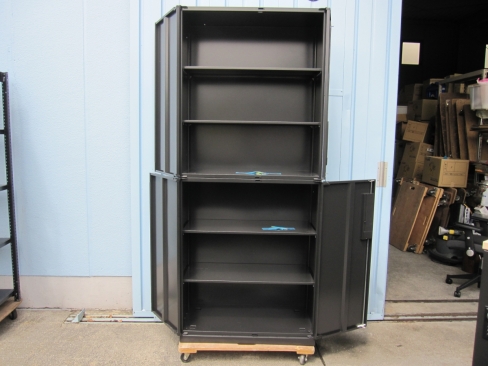 上下書庫セット　両開き/両開き　鍵あり　ブラック　ウチダ製HS　900ｘ450ｘ2150