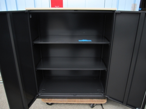 両開き書庫　天板付き　鍵あり　ブラック　900ｘ450ｘ1120　ウチダ製ＨＳ