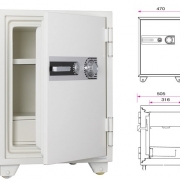 「新品」 耐火金庫 ダイヤルタイプ 耐火1時間 引出し(鍵)付き 棚板1枚 A4用紙収納可能 重量:99kg 容量:52L