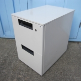 2段ワゴン 鍵あり ホワイト プラス製