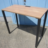 新品・未使用品! カウンターテーブル 1200x600x1000 チーク天板/ブラック脚 4本脚 ハイデスク