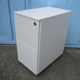 3段ワゴン ホワイト スリムタイプ 鍵あり 300x500x600