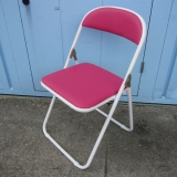 折りたたみイス ピンク パイプ椅子