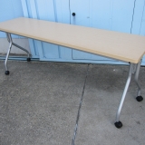 会議用テーブル スタックテーブル 1800x500x700 木目チーク