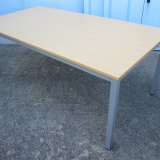 会議テーブル 木目チーク 配線ボックス付き 1800x900x700