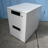 2段ワゴン ホワイト 鍵あり プラス製 400x575x610