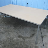 会議用テーブル 木目チーク 1800x900x700 4本脚