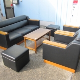 応接セット ブラック 3Px1 1Px2 スツールx2 センターテーブルx1 ビニールレザー