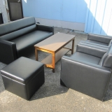 応接セット ブラック 2Px1 1Px2 センターテーブル スツールx1 ビニールレザー