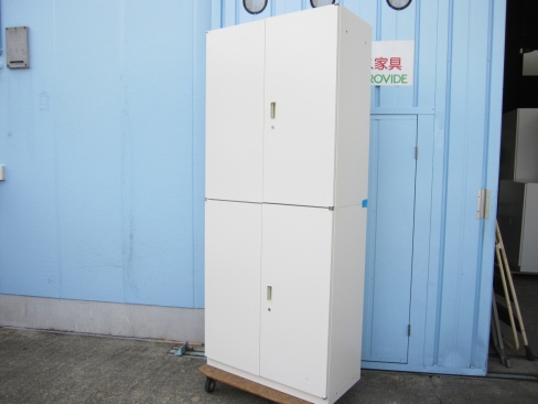 上下書庫セット　両開き/両開き　鍵あり　ホワイト　イトーキ製シンライン　900ｘ450ｘ2150