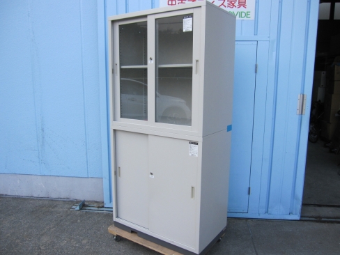 上下書庫セット　鍵あり　ニューグレー　880ｘ515ｘ1820　ベース穴あけ加工あり