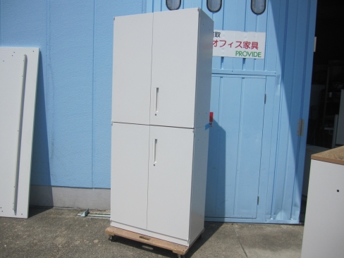 上下書庫セット　ホワイト　鍵あり　900ｘ450ｘ2160　ウチダ製　