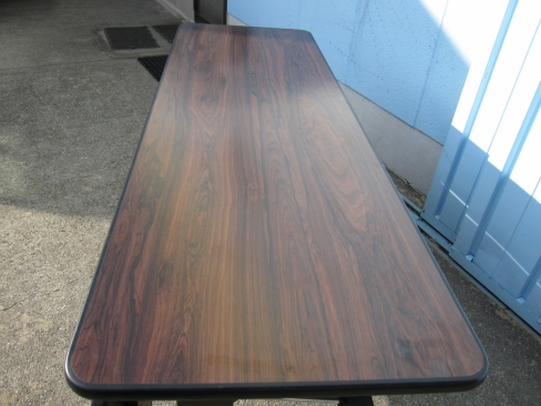 会議テーブル　スタックテーブル　幕板付き　1800ｘ600ｘ700　木目ダークブラウン