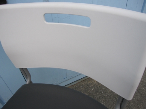 会議用チェア　グレー　スタッキングチェア　座面：ビニールレザー