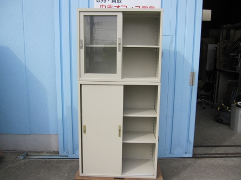 上下書庫セット　ニューグレー　鍵あり　880ｘ400ｘ1860