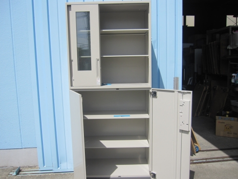 上下書庫セット　鍵あり　ニューグレー　900ｘ450ｘ2020