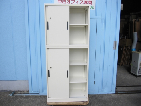 上下書庫セット（引き/引き）　鍵あり　ホワイト　800ｘ400ｘ1850　オカムラ製