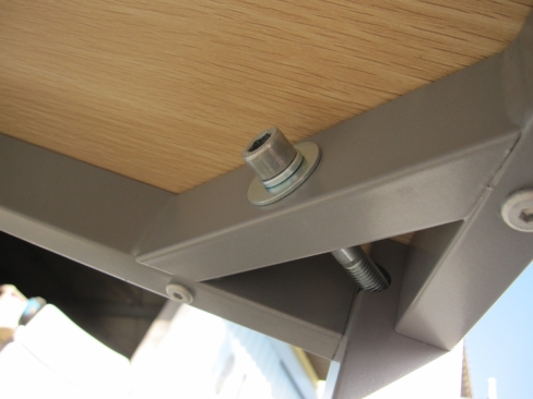 会議用テーブル　木目チーク　1500ｘ750ｘ720　4本脚