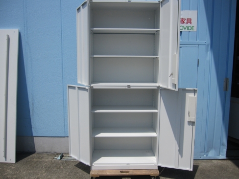 上下書庫セット　ホワイト　鍵あり　900ｘ450ｘ2160　ウチダ製　