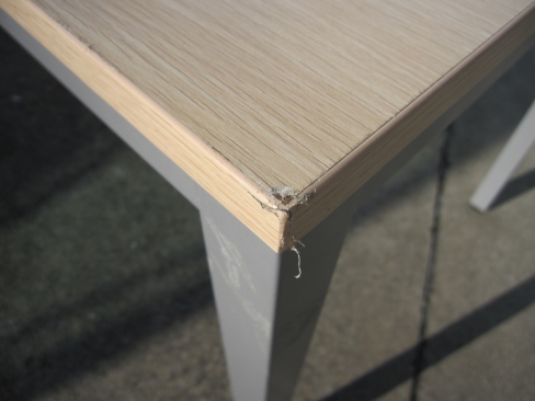 会議用テーブル　木目チーク　1500ｘ750ｘ720　4本脚