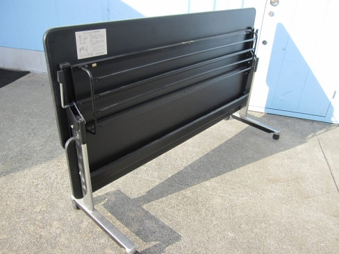 会議テーブル　スタックテーブル　幕板付き　1800ｘ600ｘ700　木目ダークブラウン