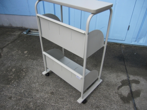 オープンワゴン　ニューグレー　天板付き　移動式本立て　600ｘ400ｘ900