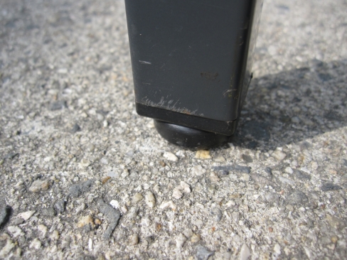 特価！　折り畳みテーブル　1800ｘ450ｘ700　木目チーク　天板サイド割れあり