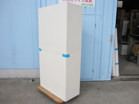 上下書庫セット　ホワイト　鍵あり　880ｘ400ｘ1760