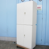 上下書庫セット 両開き/両開き 鍵あり ホワイト イトーキ製シンライン 900x450x2150