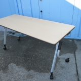 会議用テーブル スタックテーブル 木目チーク 1500x600x720 プラス製