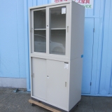 上下書庫セット 鍵あり ニューグレー 880x515x1820 ベース穴あけ加工あり