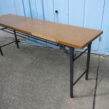特価! 折り畳みテーブル 1800x450x700 木目チーク 天板サイド割れあり