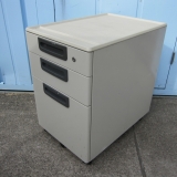 3段ワゴン ニューグレー 鍵あり プラス製 400x550x620