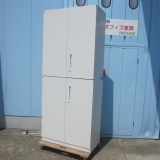 上下書庫セット ホワイト 鍵あり 900x450x2160 ウチダ製