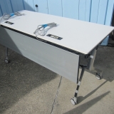 訳アリ特価! 会議テーブル スタックテーブル 配線ボックスあり 1500x600x720 オカムラ製インターアクト ※キャスターゴム劣化